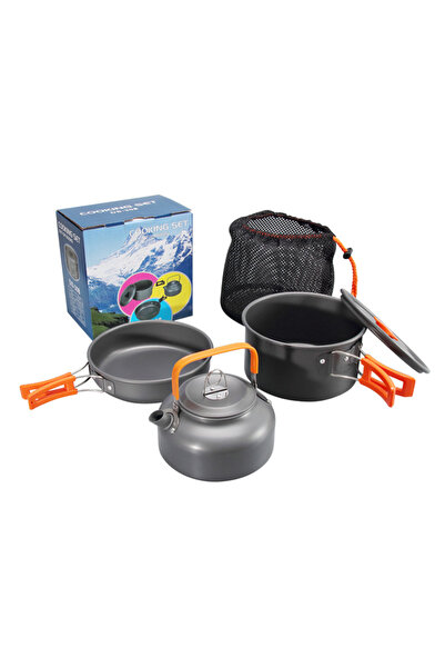 Choice مجموعة أدوات طهي للتخييم برتقالية اللون من ويست تون، مصنوعة من الألومن...