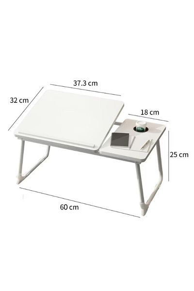 Herum Folding laptop table, with adjustable tilt, cup holder, Herum, White, 60 x 32 x 25 cm