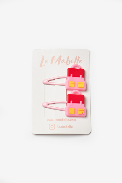 Le Mabelle Pink Bag Figured Girl's 2-Piece Snap Buckle