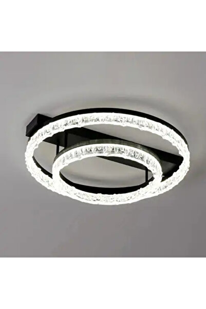 LED CONCEPT Lustra LED cu 3 tipuri de lumina si telecomanda, neagra, rotunda,...