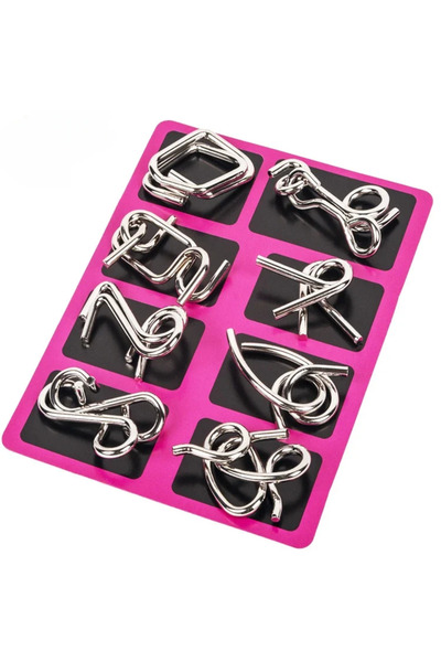choice2 Pink 8Pcs/Set Metal Montessori Puzzle Wire Mind Brain Teaser Puzzles ...