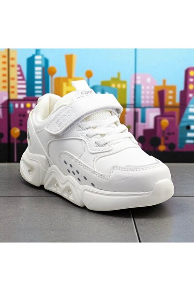 JOJO KIDS Unisex Children's Leather Lighted Sports Shoes, Orthopedic Sole, Water Resistant, Velcro Sneaker