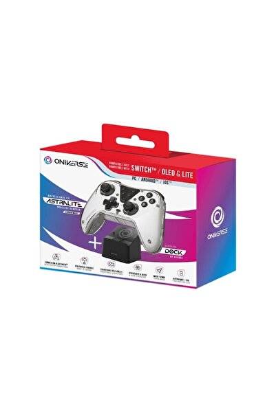 Oniverse Controler wireless Astralite, alb fumuriu și stație de încărcare - NSW