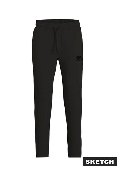 Jack & Jones Jpst Gordon Newplush Pant Μαύρο ανδρικό αθλητικό παντελόνι 12290437