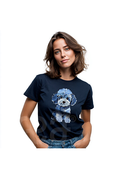 Crea Eymer Wear Μπλουζάκι με σχέδιο τζιν με εμπριμέ βαμβακερό λαιμόκοψη μαύρο...