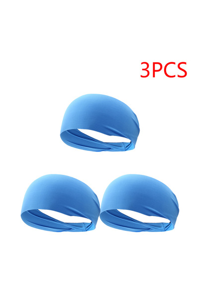 Choice Blue 3PCS 3-1PCS Sports Sweatband Breathable Sweat Absorbent Headband Soft Smooth Outdoor Sport Yoga