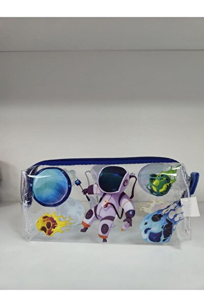 TATLI GÜNLER Şeffaf Uzay Desenli Kalemlik – Fermuarlı, Dayanıklı Kırtasiye ve Makyaj Çantası