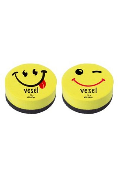 Ecada Round Magnetic Sponge Happy, Color Yellow, Diameter 8cm