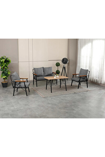 Zigonzi Rüya, 2+1+1 Bahçe-Balkon Mobilyası, Gri, Süngerli