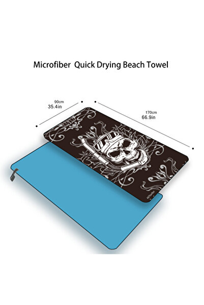 Choice منشفة شاطئ من الألياف الدقيقة عالية التوربو بتصميم هيكل عظمي للغوص، مق...