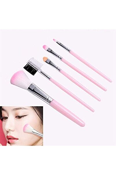 Generic 5 Pcs / Pack Pink Mini Eyeshadow Foundation Eyebrow Lip Makeup Brush Fine Beauty (LIGHT PI
