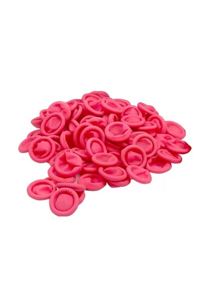 Choice قفازات حماية أطراف الأصابع للاستخدام مرة واحدة، لون وردي، 100 قطعة، مصنوعة من اللاتكس الطبيعي، مانعة للانزلاق ومضادة للكهرباء الساكنة.