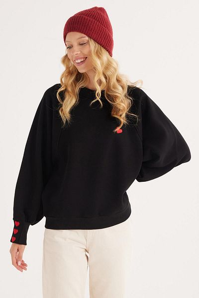 Tudors Women's Regular Fit Classic Cut 100% Cotton Printed Crew Neck Black Sweatshirt