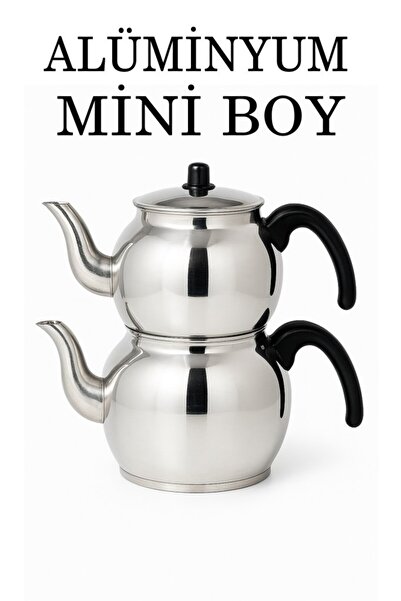 Tiesa Home إبريق شاي من الألومنيوم بمقبض أسود صغير الحجم