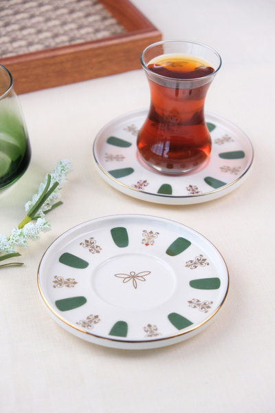 tabakevi Plate House Porcelain Acem Zade Green Tea Plate 12,5cm 2 Pcs