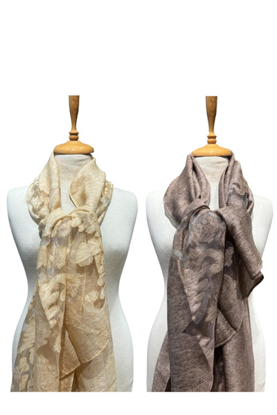 fiore fashion 2`Li Organza Shawl 170*70 Women's Shawl (Light Yellow and Moka)
