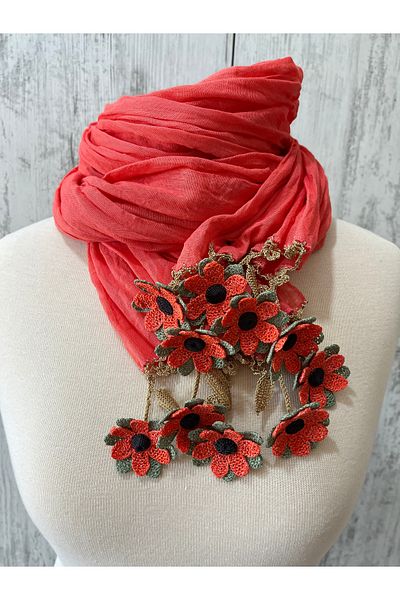 KAFTAN TAKI TASARIM Crochet Cotton Foulard Shawl Tahra 73X1.75Cm