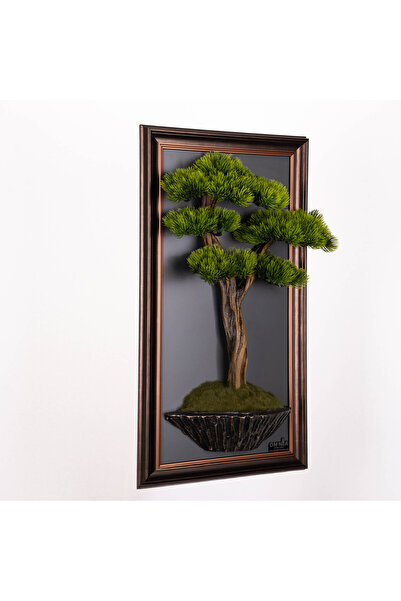 Omnia Concept Bonsai Tablaeu - 3C - Mdf Plaka Üzerinde Çerçeveli 3 Boyutlu Yapay Ağaç Tablosu 33x60 Cm