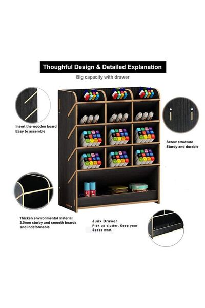 COOYA Wooden Desk Organizer Box,Multifunctional DIY Pen Holder Box,Desk Stationery, for Office,School