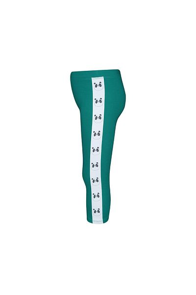 LOVETTI Dark Green Girl's Hooded Side Panda Printed Leggings