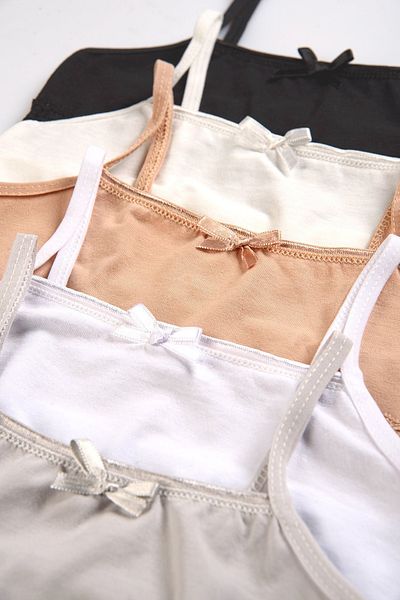 Happy Fox Cotton Young Girls' Lace Bra Set of 5 Pack Lycra Athlete Rope Strap Black-White