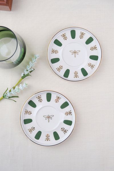 tabakevi Plate House Porcelain Acem Zade Green Tea Plate 12,5cm 2 Pcs