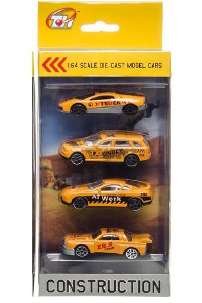 LG Imports Set 4 vehicule metalice Constructii, scara 1:64, m
