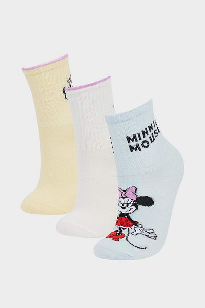DeFacto Girl's Disney Mickey & Minnie 3-Piece Cotton Long Socks F4299A8Ns