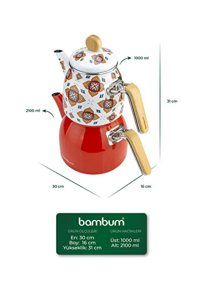 Bambum Unique Bamboo Handle Teapot Set Orange