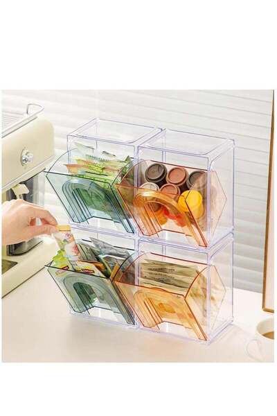 COOYA 4 Pack Stackable Storage Containers,Clear Plastic Pantry Storage Fridge Organizers and Storage