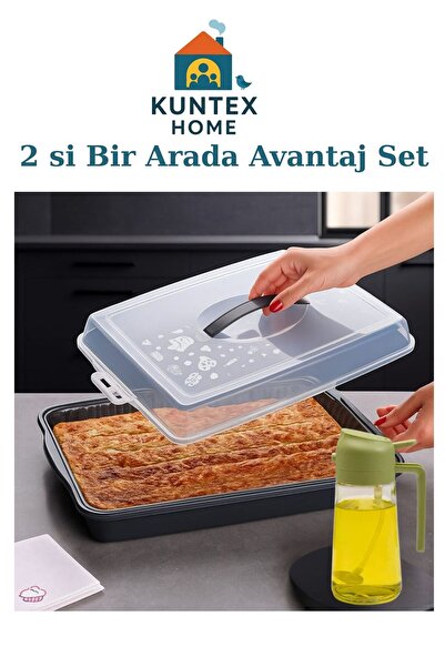 KUNTEX Advantage Set of 2 Pyrex Storage Container + Large Size Glass Oil Pot 600 ml