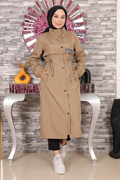 Missvalle Text Detailed Hooded Coat Mink 15900