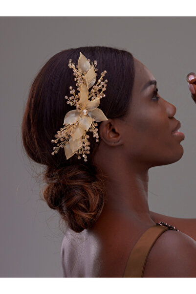 Magic Tiara Çiçek ve Kristal Taşlı Gelin Saç Tarağı – Zarif Topuz Aksesuarı