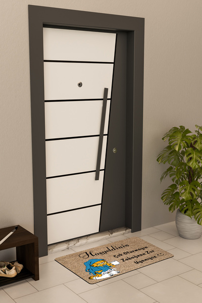 Dormot Yüksek Kaliteli Dijital Baskı kahverengi, Zabağnan temalı Kapı Önü Paspası