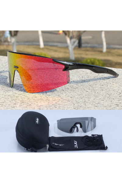 Choice نظارات شمسية لركوب الدراجات من ماركة H NRC ثلاثية العدسات، مقاومة للأش...