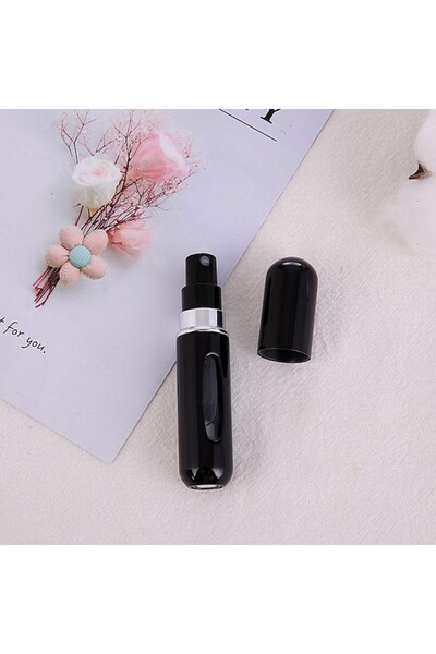 General Store Refillable Perfume Bottle with Atomizer, Portable, Black, Aluminum, 5 ml, SA&SO General Store