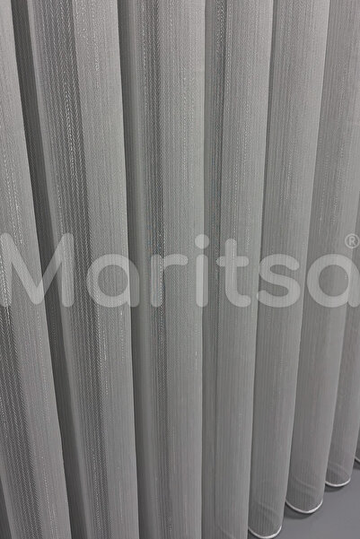 MARİTSA Tulle Curtain - Armür Series Slub Herringbone Pattern Ecru Tight Pleat (1X3) Lead Skirt Modern Curtain