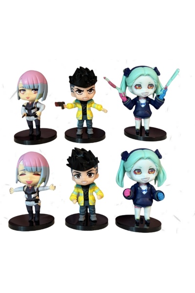 BANDAI no box 01 6pcs/set Cute Cyberpunk Lucy Rebecca David Martinez Action Figure Toys 10cm