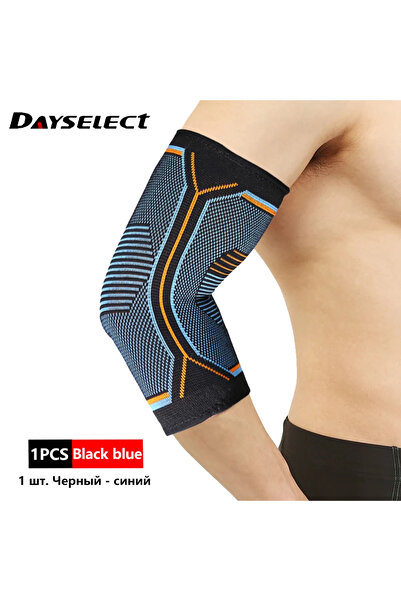 Choice دعامة كوع رياضية محبوكة مقاس M باللون الأسود والأزرق قطعة واحدة لدعم ض...