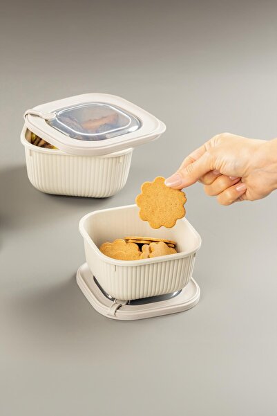 EWs Square 3 Piece Vacuum Sealed Air-Free Storage Container Set Gray (1800/1100/600 ml)