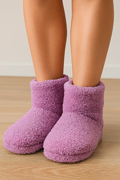 Coloritex Polar İçi Peluş, Kalın ve Kaydırmaz Taban Kadın Ev Pandufu Botu