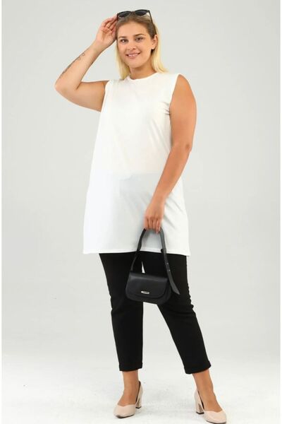 FAYLİN STORE Zero Sleeve Undershirt Tunic Large Size