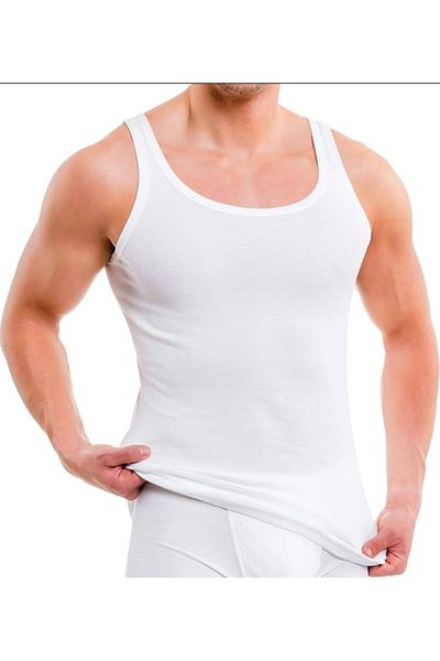 ANTHONY JACKSON Box of 5 Premium Ribana Men's Singlet Sezar Extra Long - Combed Thin Ribbed Organic Cotton