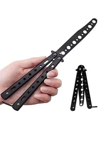 Raffine أداة تدريب على شكل فراشة سكين قابلة للطي من الفولاذ المقاوم للصدأ باللون الأسود
