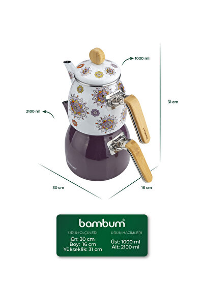 Bambum Unique Bamboo Handle Teapot Set Purple