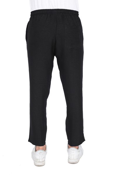 STRAW Men's Loose Cotton Slouchy Fit Basic Elastic Waist High Waist Thin Summer Casual Ankle Length Pants