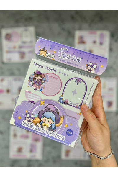 Kağıt Gemi Dükkan Seven Magic 12 Sheets 90 Pieces Purple Post-It and Sticker Set/Adhesive Paper/Label/Sticker