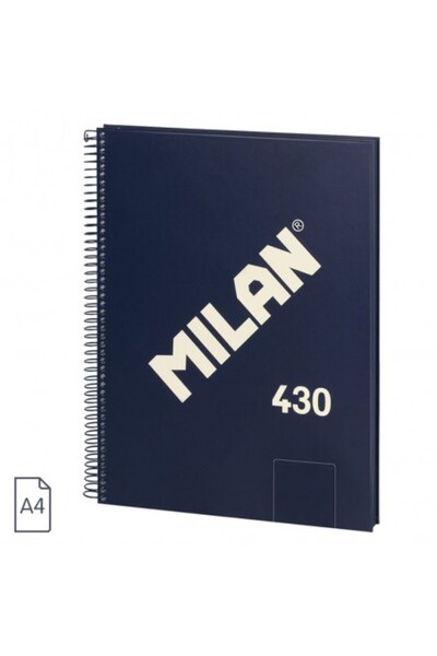 Milan Caiet A4, 80 de coli, spirală, culoare albastră, greutate hârtie 95g/mp, Velin