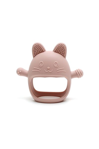 Choice Pink Baby Teething Mittens - Food-Grade Silicone Glove Chew Toy, Anti-Sucking Hand Guard, Cute Bunny