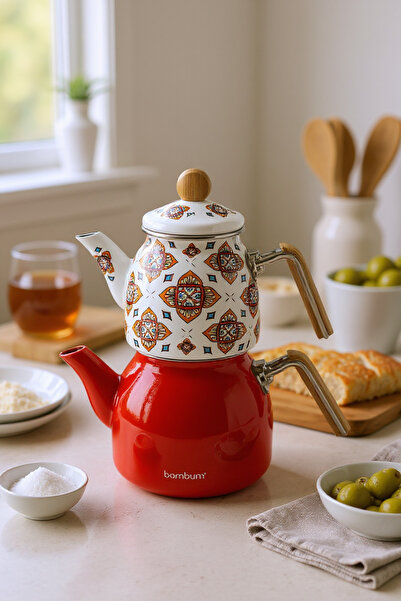 Bambum Unique Bamboo Handle Teapot Set Orange